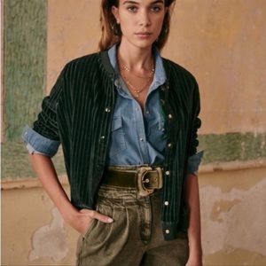 Sezane Iris Jacket Velvet Sage Green XS
